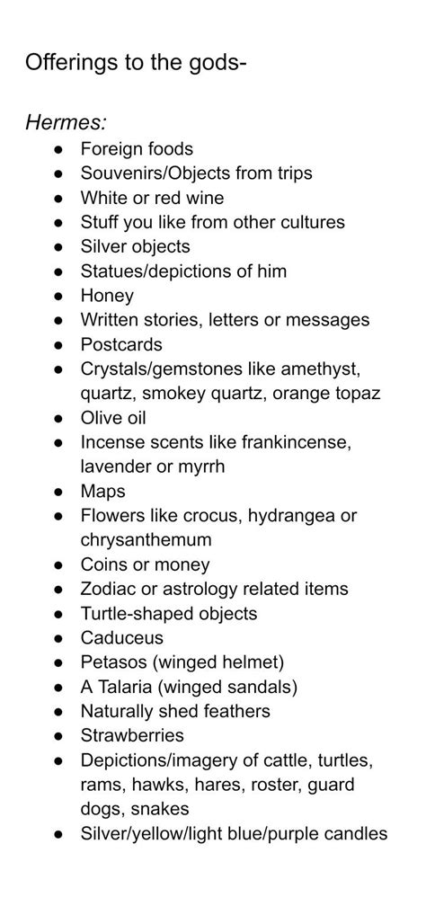 hermes offerings list.